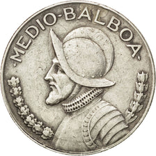 PANAMA, 1/2 Balboa, 1947, KM #12.1, EF(40-45), Silver, 30.6, 12.55