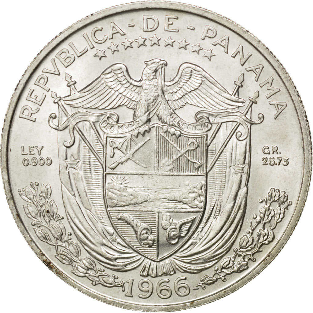 Panama, Balboa, 1966, SPL, Argento, KM:27