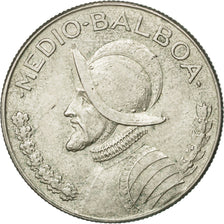 PANAMA, 1/2 Balboa, 1966, U.S. Mint, KM #12a.1, AU(55-58), Silver, 30.6, 11.53