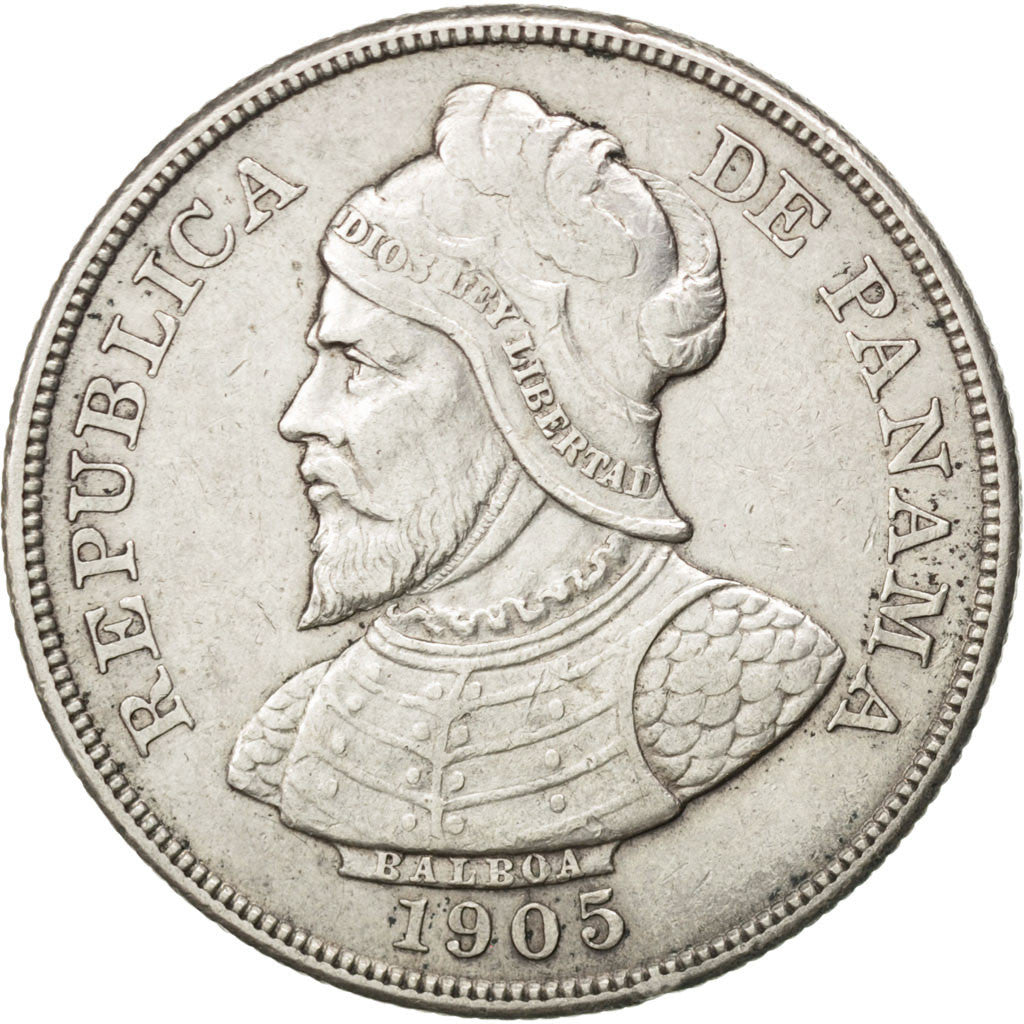 PANAMA, 50 Centesimos, 1905, KM #5, AU(50-53), Silver, 38.1, 24.93