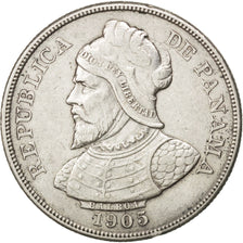 PANAMA, 50 Centesimos, 1905, KM #5, AU(50-53), Silver, 38.1, 24.93