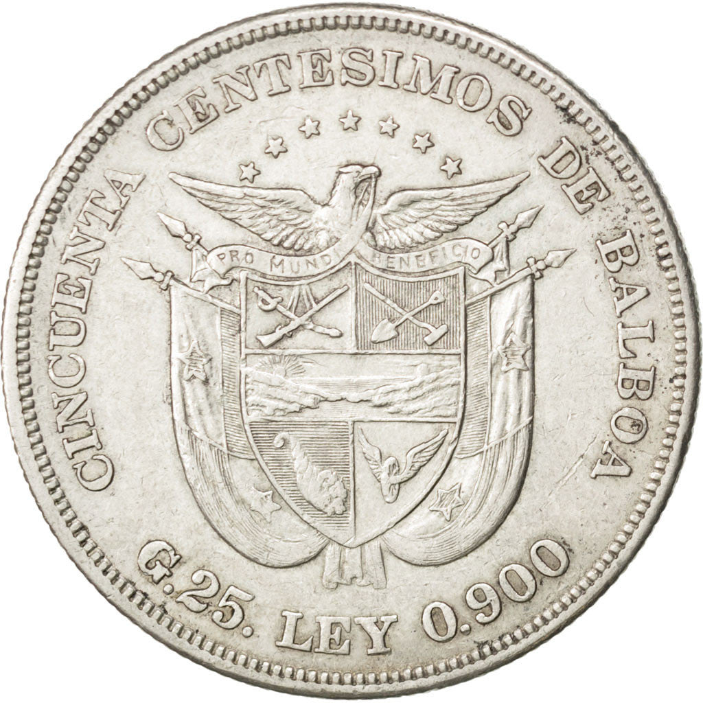 PANAMA, 50 Centesimos, 1905, KM #5, AU(50-53), Silver, 38.1, 24.93