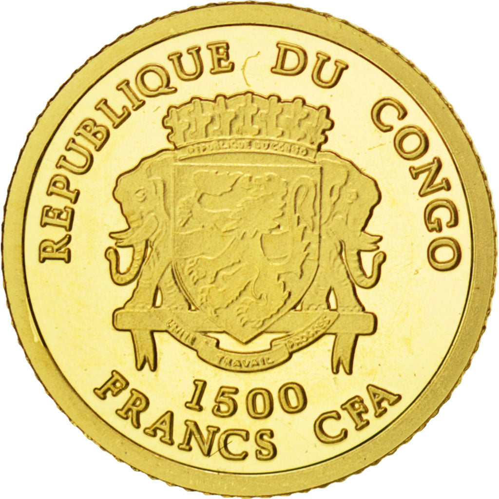 Congo, 1500 Francs CFA, 2007, SPL, Oro, KM:New