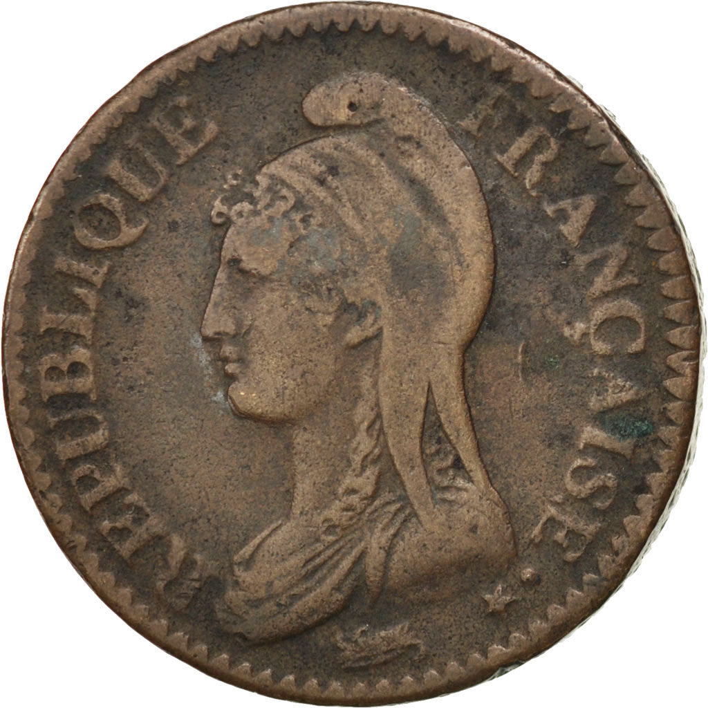 FRANCE, Dupré, Decime, 1796, Paris, KM #644.1, VF(30-35), Bronze, 32, Gadoury #.