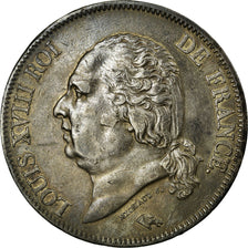 Coin, France, Louis XVIII, 5 Francs, 1824, Toulouse, EF(40-45), Silver