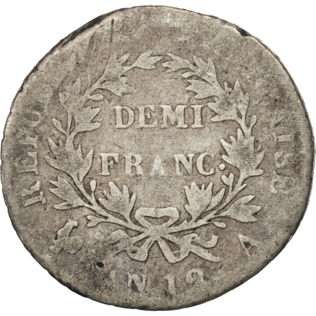 FRANCE, Napoléon I, 1/2 Franc, 1803, Paris, KM #648.1, VG(8-10), Silver, Gadoury