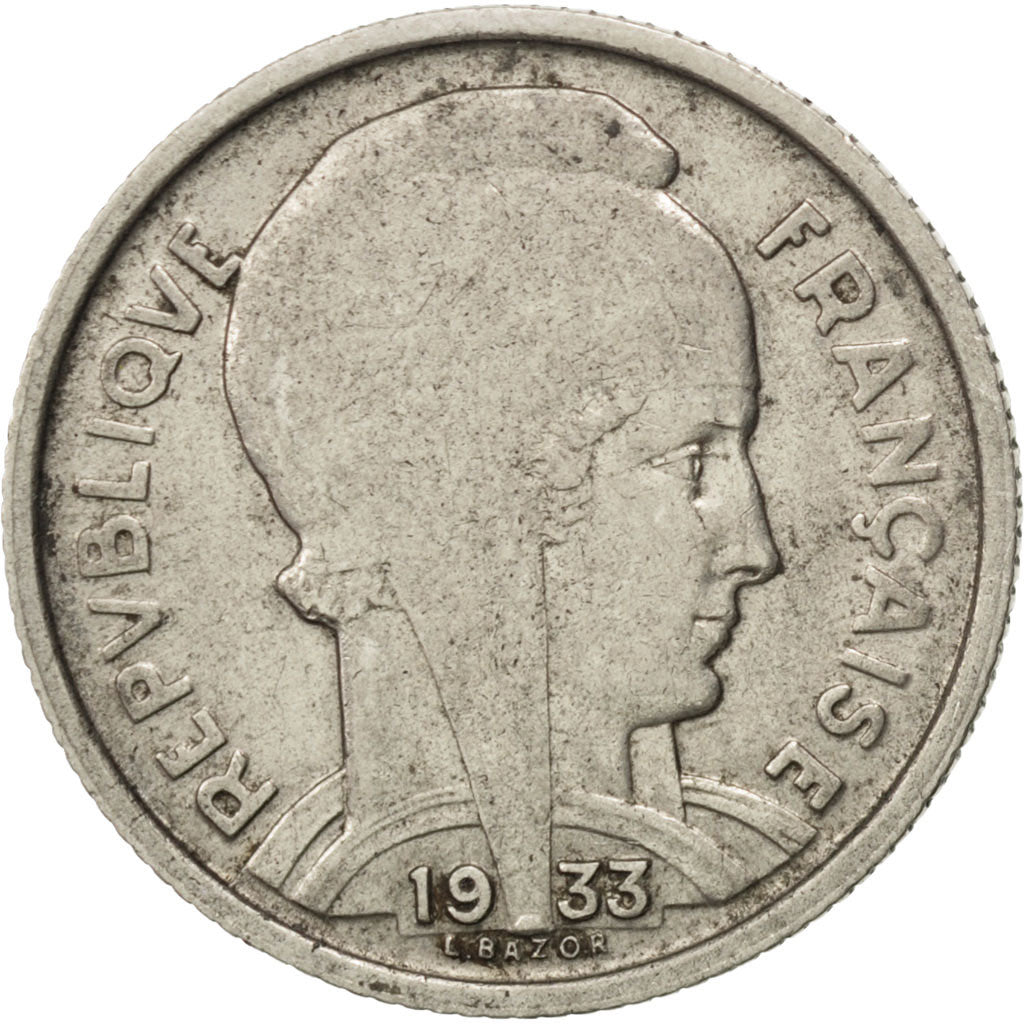 FRANCE, Bazor, 5 Francs, 1933, Paris, KM #887, EF(40-45), Nickel, 23.7, Gadoury.