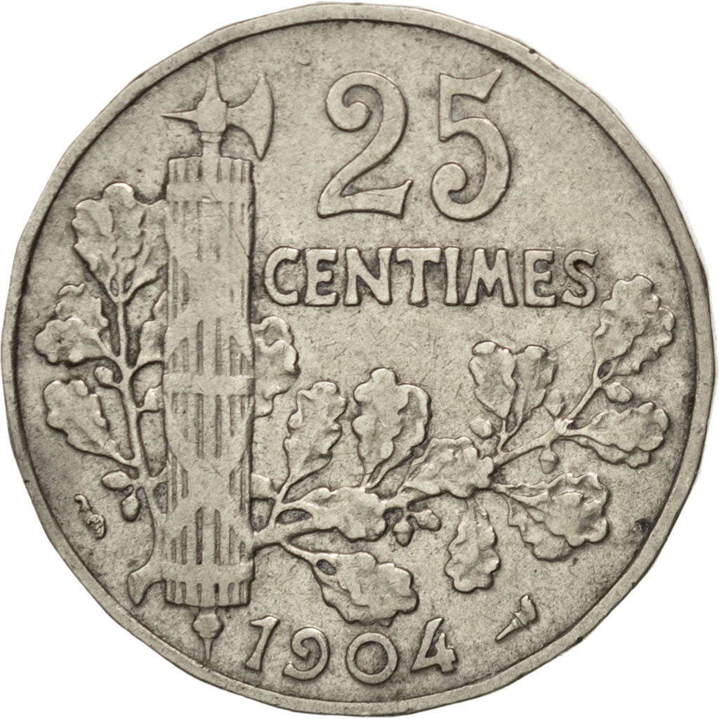 Coin, France, Patey, 25 Centimes, 1904, EF(40-45), Nickel, KM:856, Gadoury:364