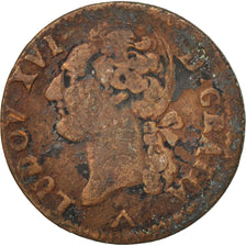 Moneda, Francia, Louis XVI, 1/2 Sol ou 1/2 sou, 1/2 Sol, 1778, Lille, BC+