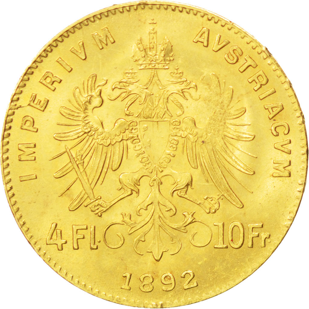 Autriche, François Joseph, 4 Florin ou 10 Francs 1892, KM 2260
