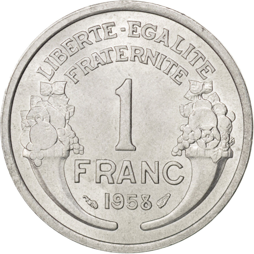 FRANCE, Morlon, Franc, 1958, KM #885a.1, MS(63), Aluminum, 23, Gadoury #473b,...