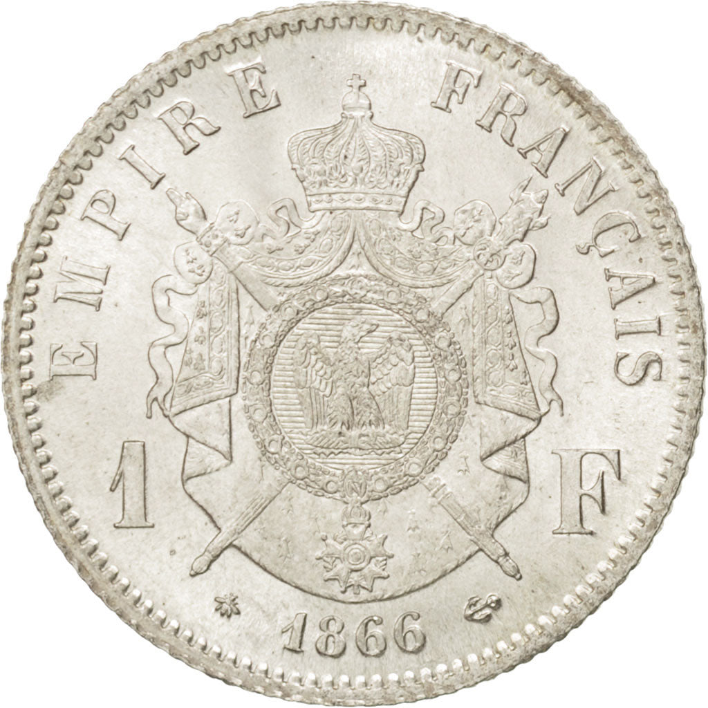 FRANCE, Napoléon III, Franc, 1866, Paris, KM #806.1, graded, PCGS, MS(65-70), S.