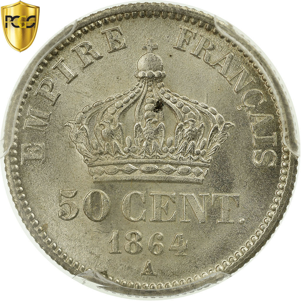 Monnaie, France, Napoleon III, Napoléon III, 50 Centimes, 1864, Paris, PCGS