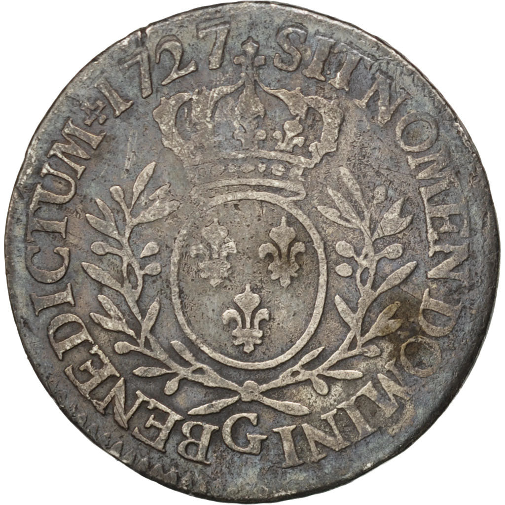 Francia, 1/5 Ecu, 1727, Poitiers, B, Argento, Gadoury:298