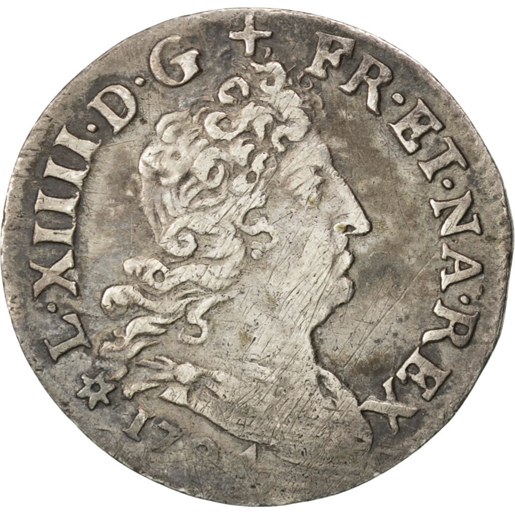 FRANCE, 5 Sols aux insignes, 5 Sols, 1/16 ECU, 1704, Strasbourg, KM #337.4,...