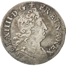 FRANCE, 5 Sols aux insignes, 5 Sols, 1/16 ECU, 1704, Strasbourg, KM #337.4,...