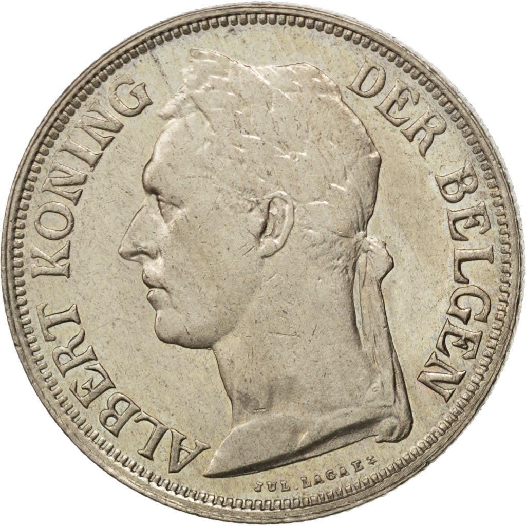 BELGIAN CONGO, Franc, 1925, KM #21, AU(55-58), Copper-Nickel, 28.9, 10.09