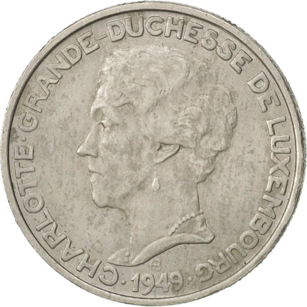 LUXEMBOURG, 5 Francs, 1949, KM #50, AU(55-58), Copper-Nickel, 7.06