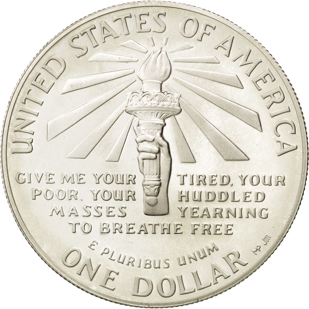 UNITED STATES, Dollar, 1986, U.S. Mint, KM #214, MS(63), Silver, 38.1, 26.75