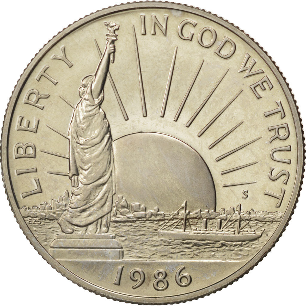 UNITED STATES, Half Dollar, 1986, U.S. Mint, KM #212, MS(63), Copper-Nickel...