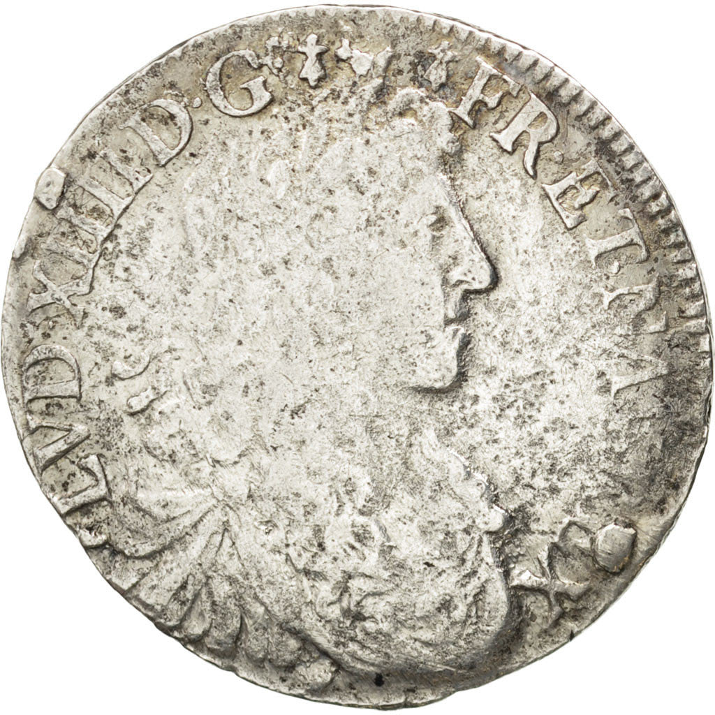 FRANCE, 1/2 Écu au buste juvénile, 1/2 ECU, 1662, Nantes, KM #202.13, F(12-15), 