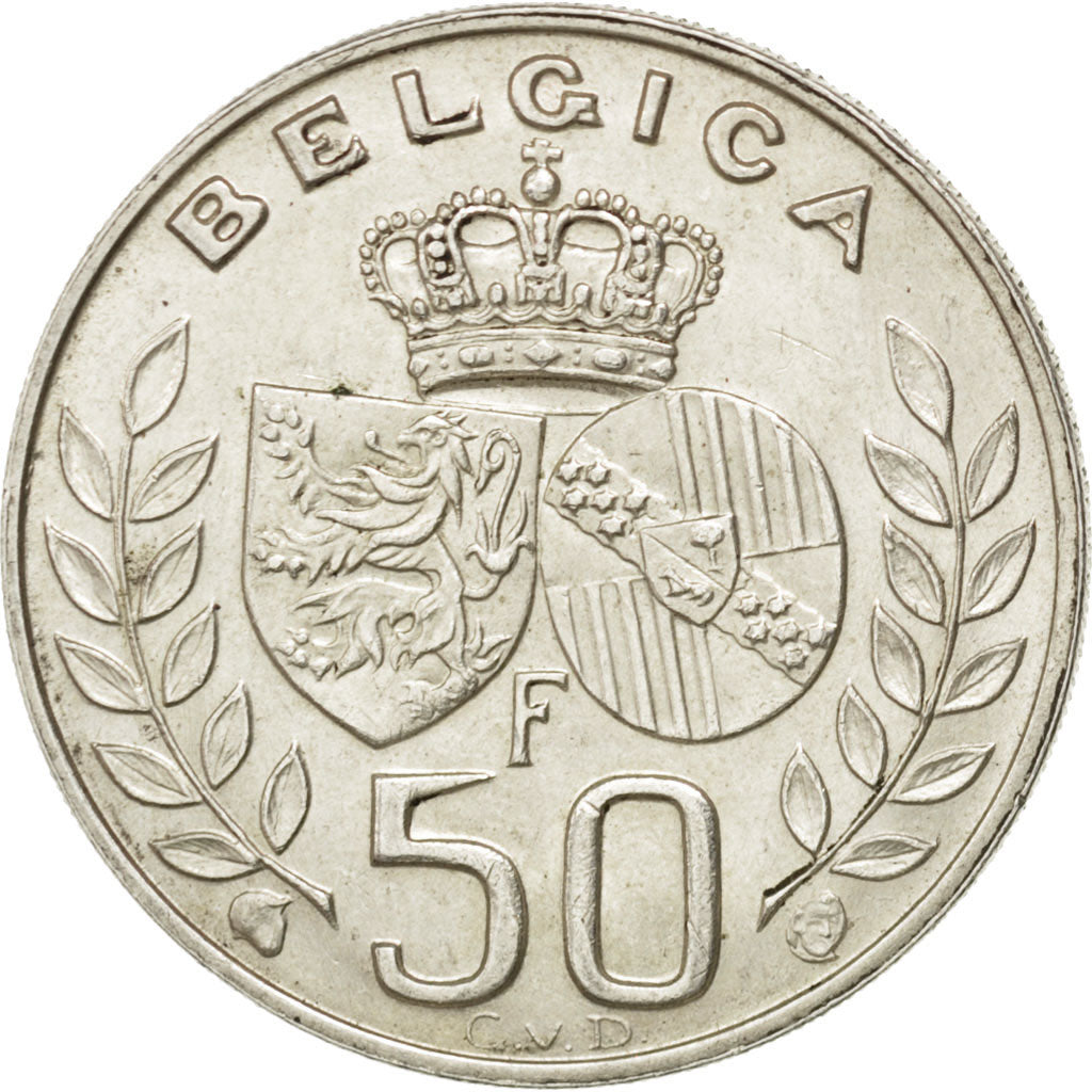BELGIUM, 50 Francs, 50 Frank, 1960, KM #152.1, AU(55-58), Silver, 29, 12.44