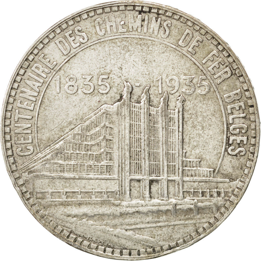 BELGIUM, 50 Francs, 50 Frank, 1935, KM #106.1, EF(40-45), Silver, 35, 21.78