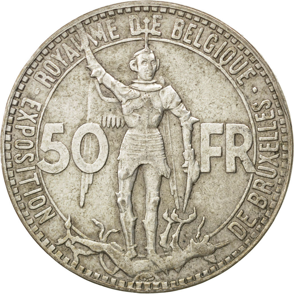 BELGIUM, 50 Francs, 50 Frank, 1935, KM #106.1, EF(40-45), Silver, 35, 21.78
