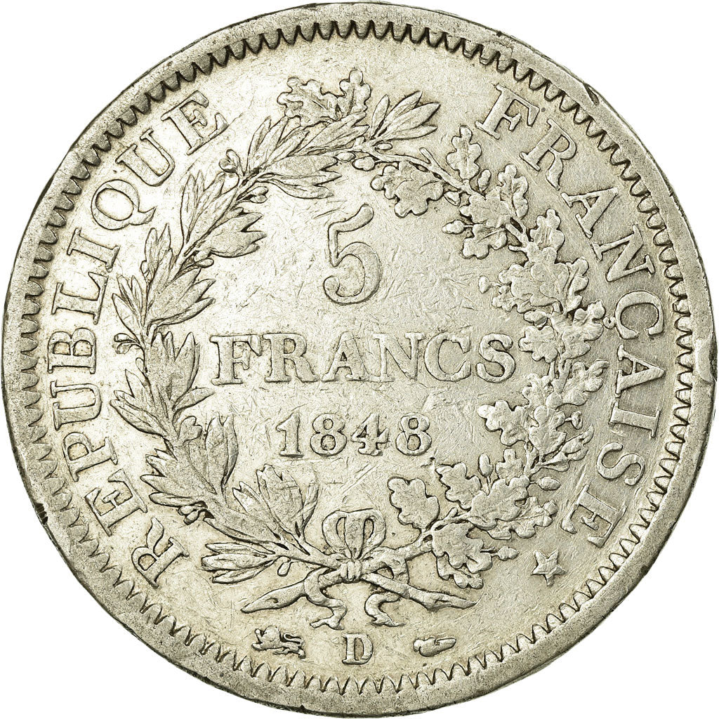 Coin, France, Hercule, 5 Francs, 1848, Lyon, VF(30-35), Silver, KM:756.3