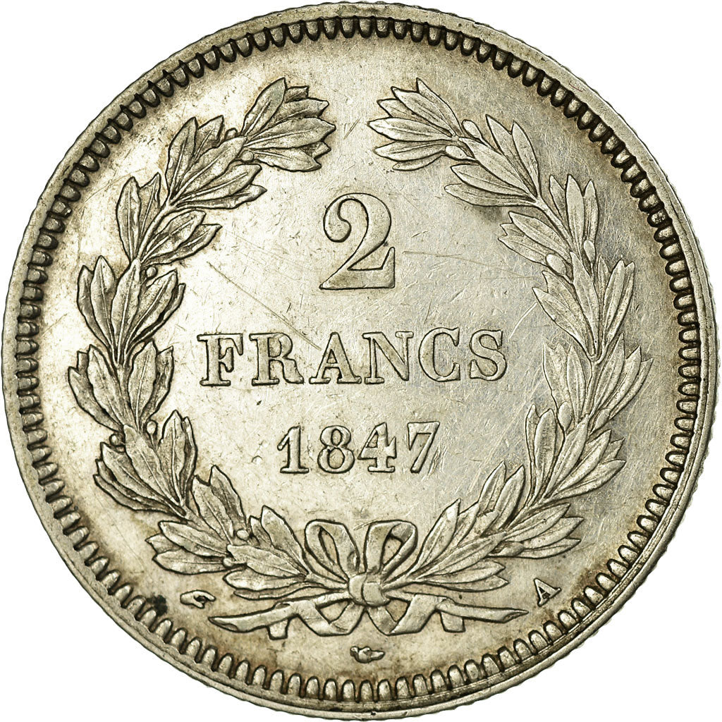 Coin, France, Louis-Philippe, 2 Francs, 1847, Paris, AU(50-53), Silver