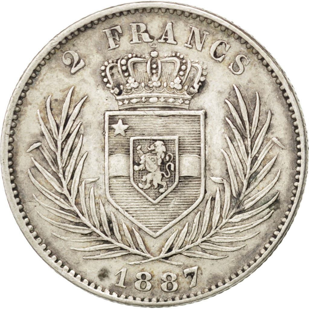 CONGO FREE STATE, 2 Francs, 1887, KM #7, AU(50-53), Silver, 27, 10.00
