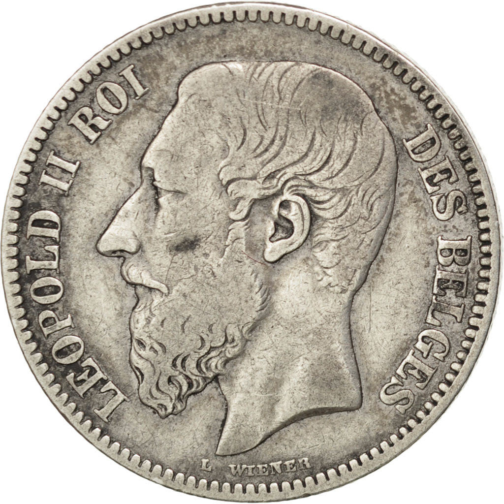 BELGIUM, 2 Francs, 2 Frank, 1867, KM #30.1, VF(30-35), Silver, 9.78