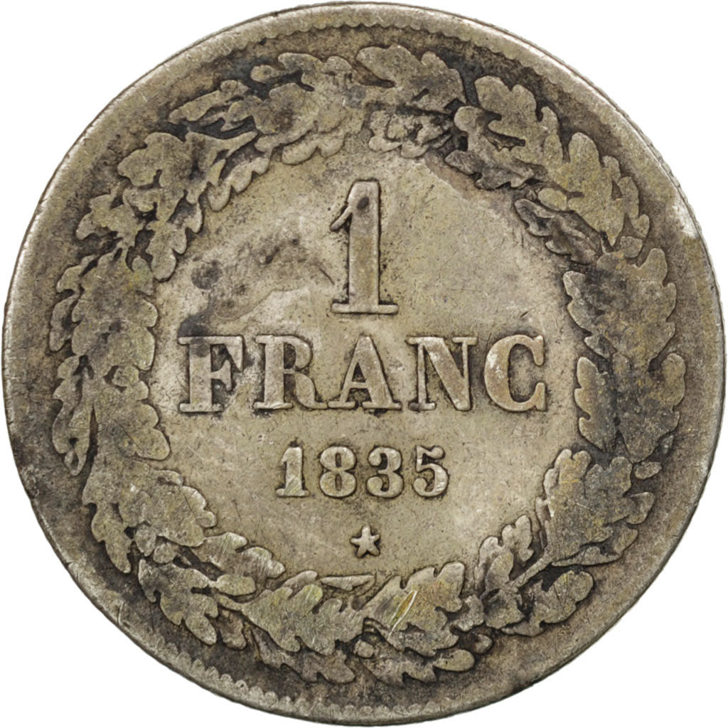 BELGIUM, Franc, 1835, KM #7.1, VF(20-25), Silver, 4.87