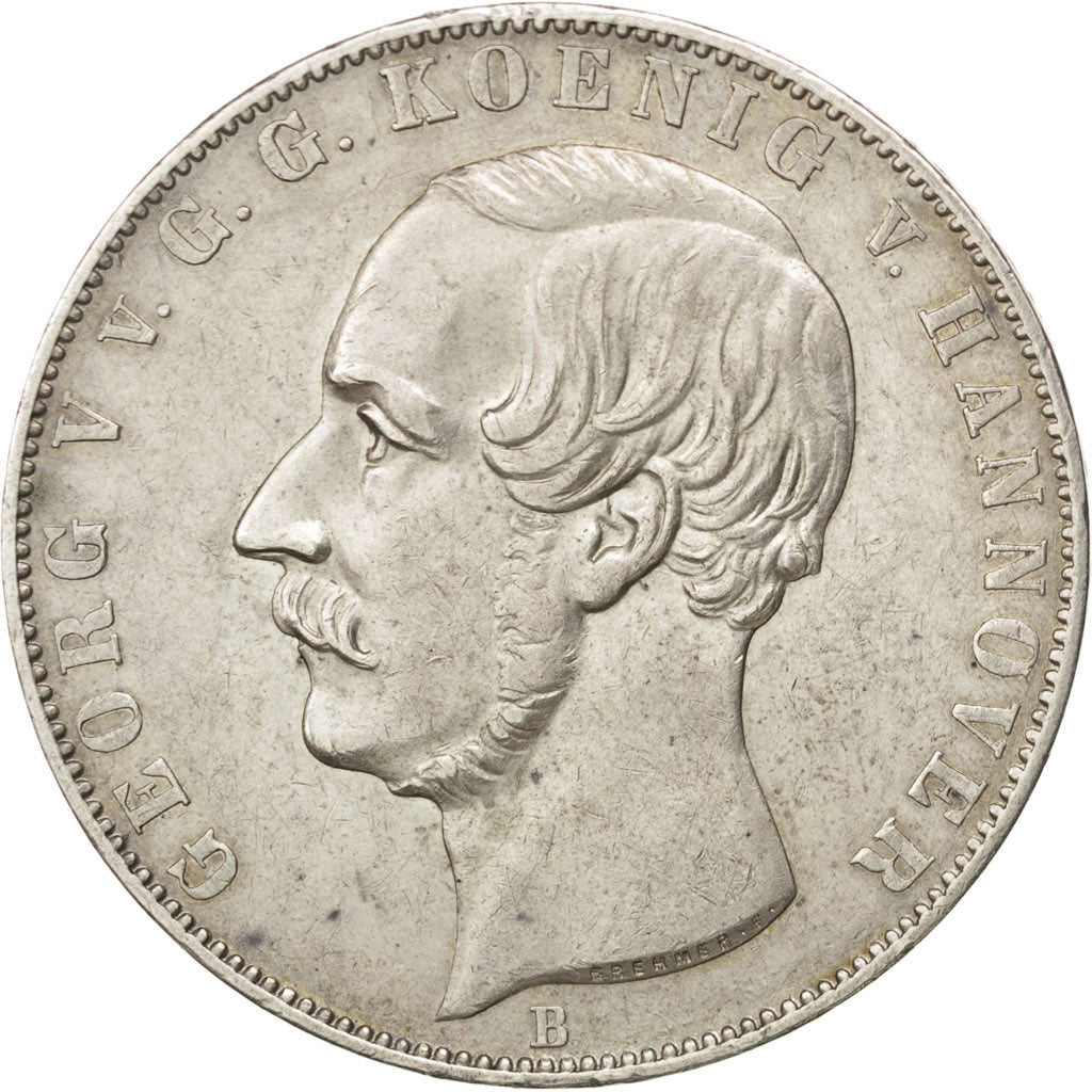 GERMAN STATES, 2 Thaler, 3-1/2 Gulden, 1854, Hannover, KM #229, EF(40-45),...