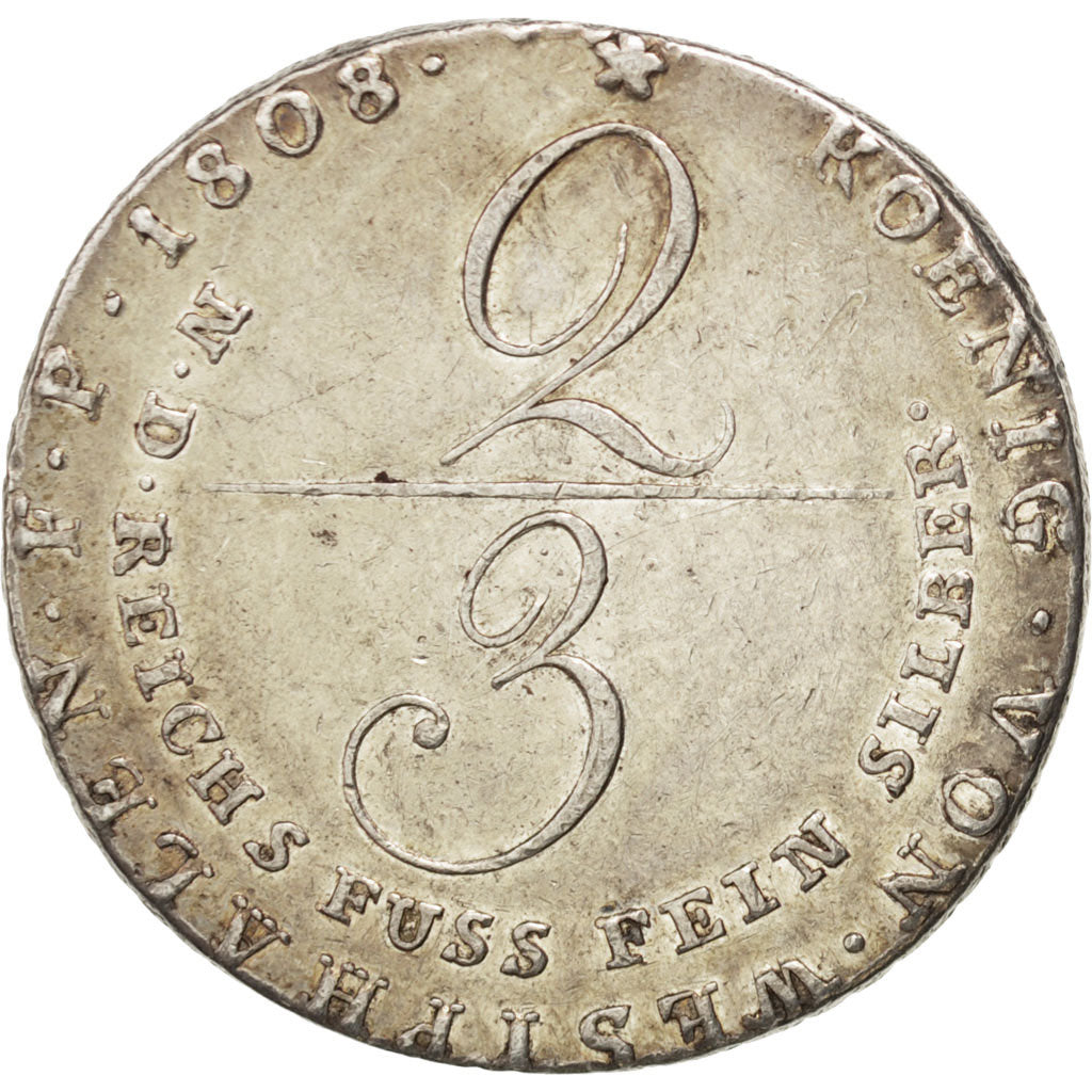 GERMAN STATES, 2/3 Thaler, Reichs, 1808, Clausthal, KM #89, EF(40-45), Silver,..