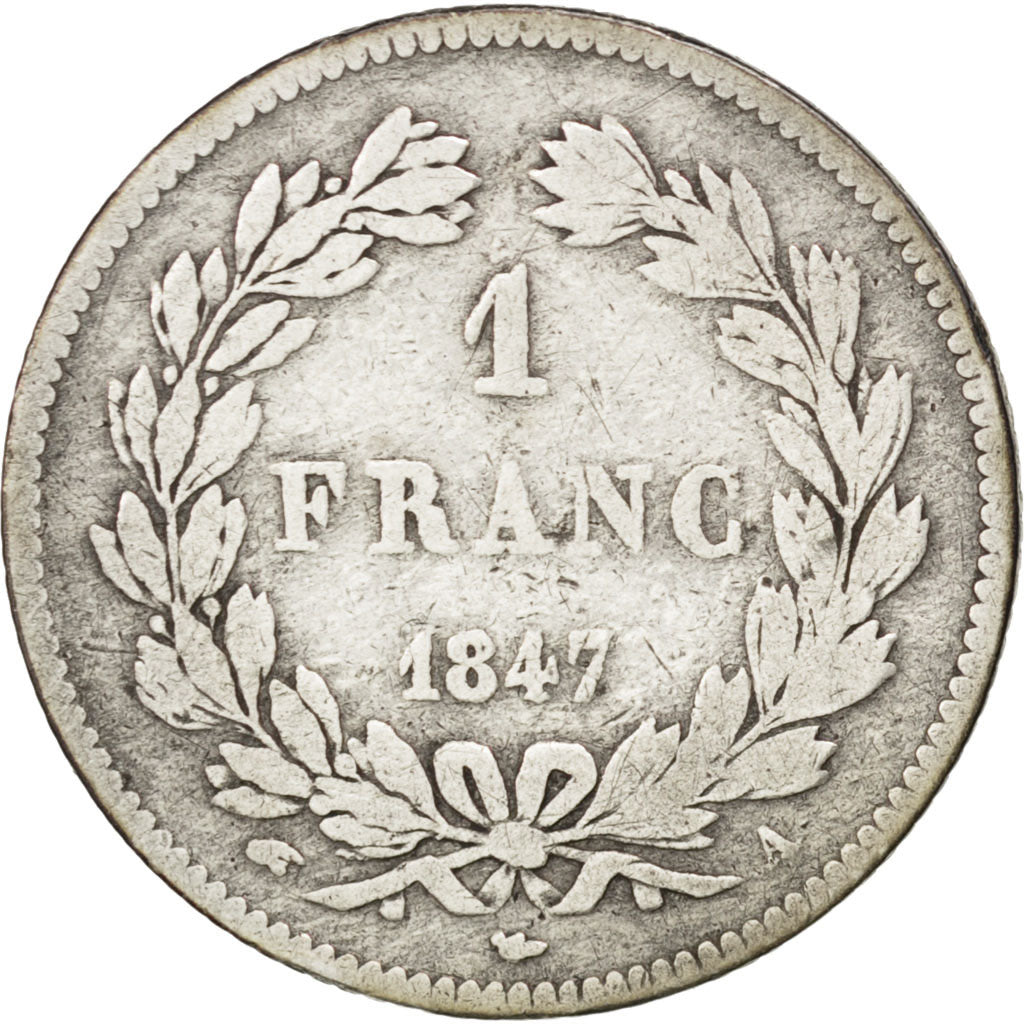 FRANCE, Louis-Philippe, Franc, 1847, Paris, KM #748.1, F(12-15), Silver,...