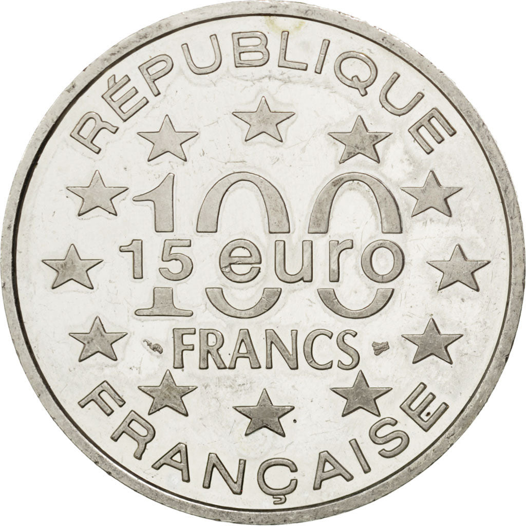 FRANCE, 100 Francs-15 Euro, 1996, KM #1142, AU(50-53), Silver, 22.09