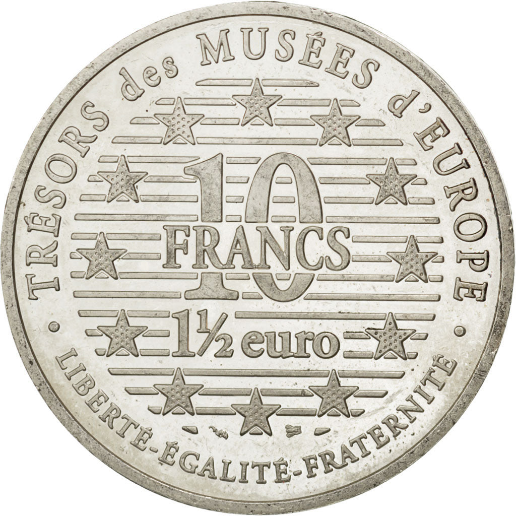 FRANCE, 10 Francs-1.5 Euro, 1996, KM #1158, AU(50-53), Silver, 22.22