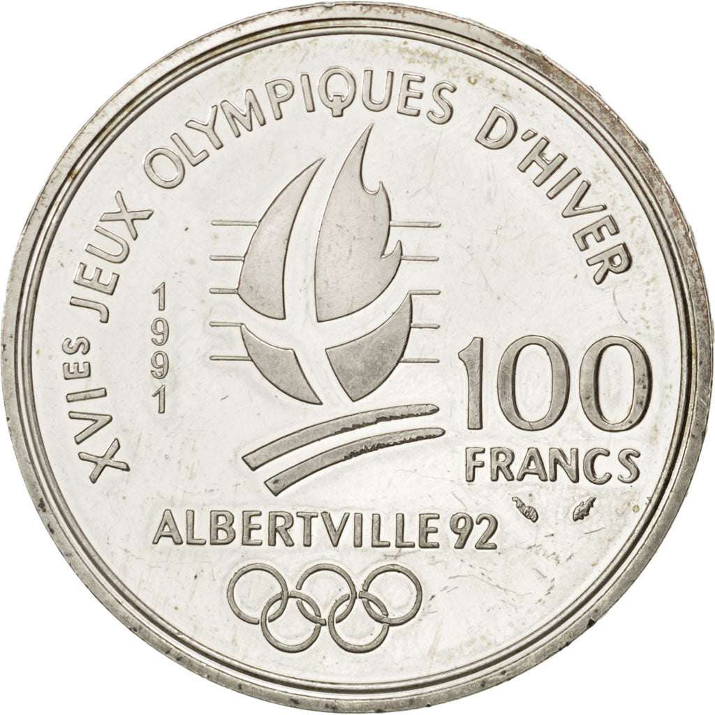 FRANCE, 100 Francs, 1991, KM #993, AU(50-53), Silver, 22.31