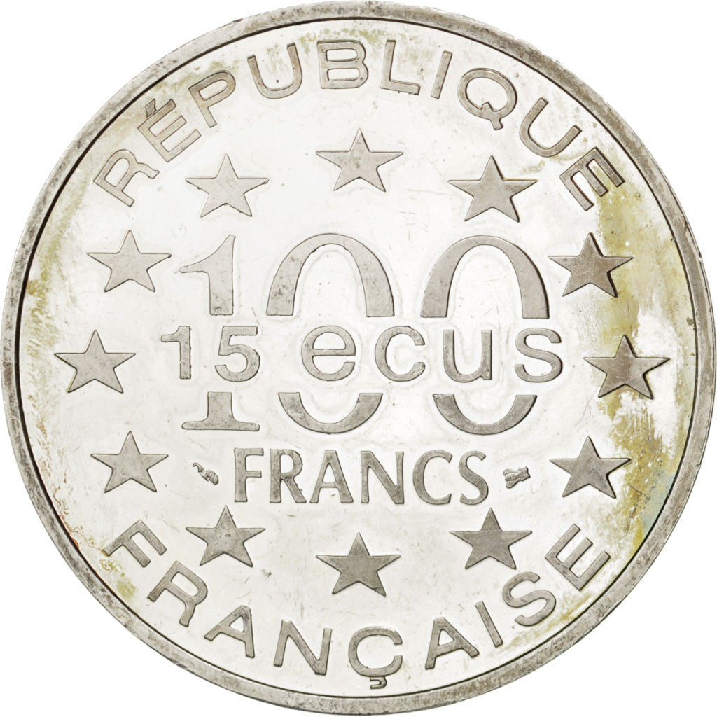FRANCE, 100 Francs-15 Ecus, 1993, KM #1032, AU(50-53), Silver, 22.20