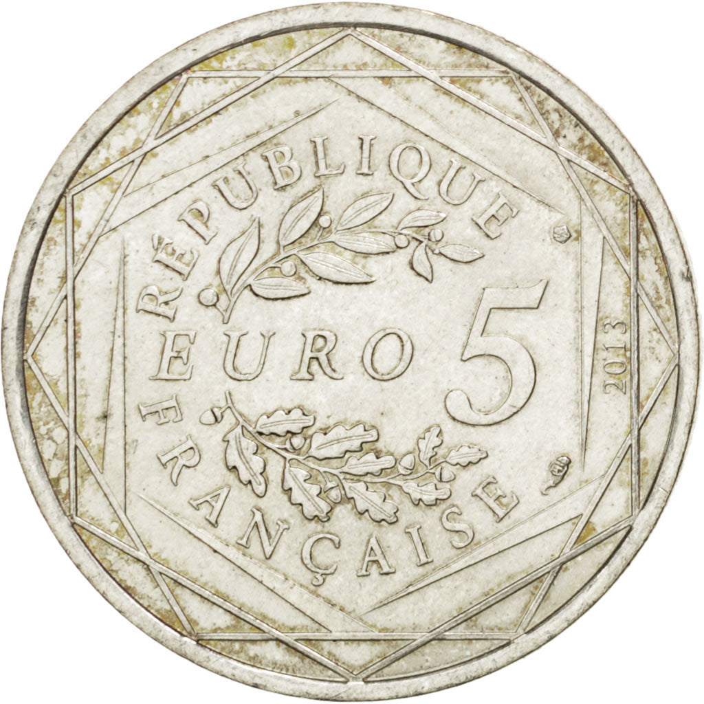 France, 5 Euros, 2013, AU(55-58), Silver, 7.25