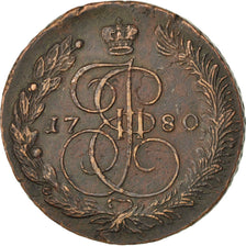 RUSSIA, 5 Kopeks, 1780, KM #59.3, EF(40-45), Copper, 51.32