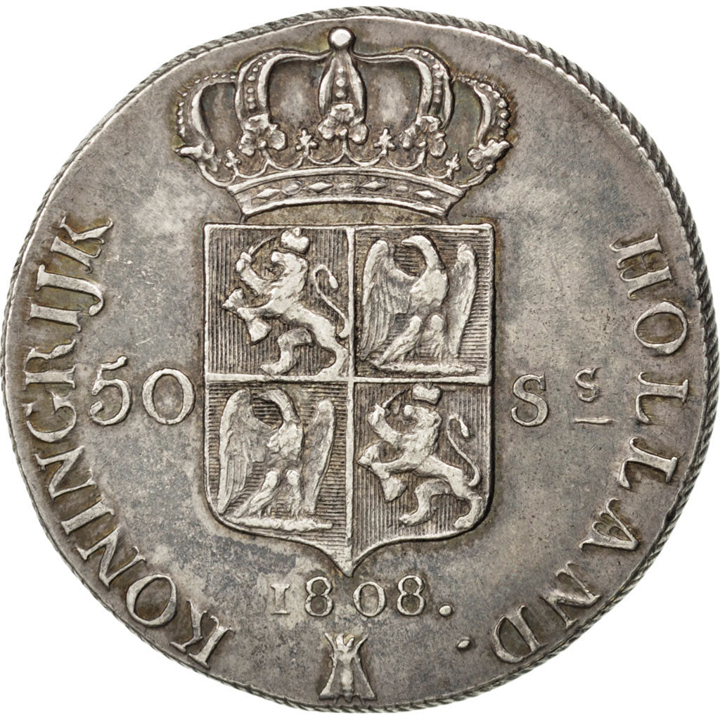 NETHERLANDS, 50 Stuivers, 1808, Utrecht, KM #28, EF(40-45), Silver, 26.51