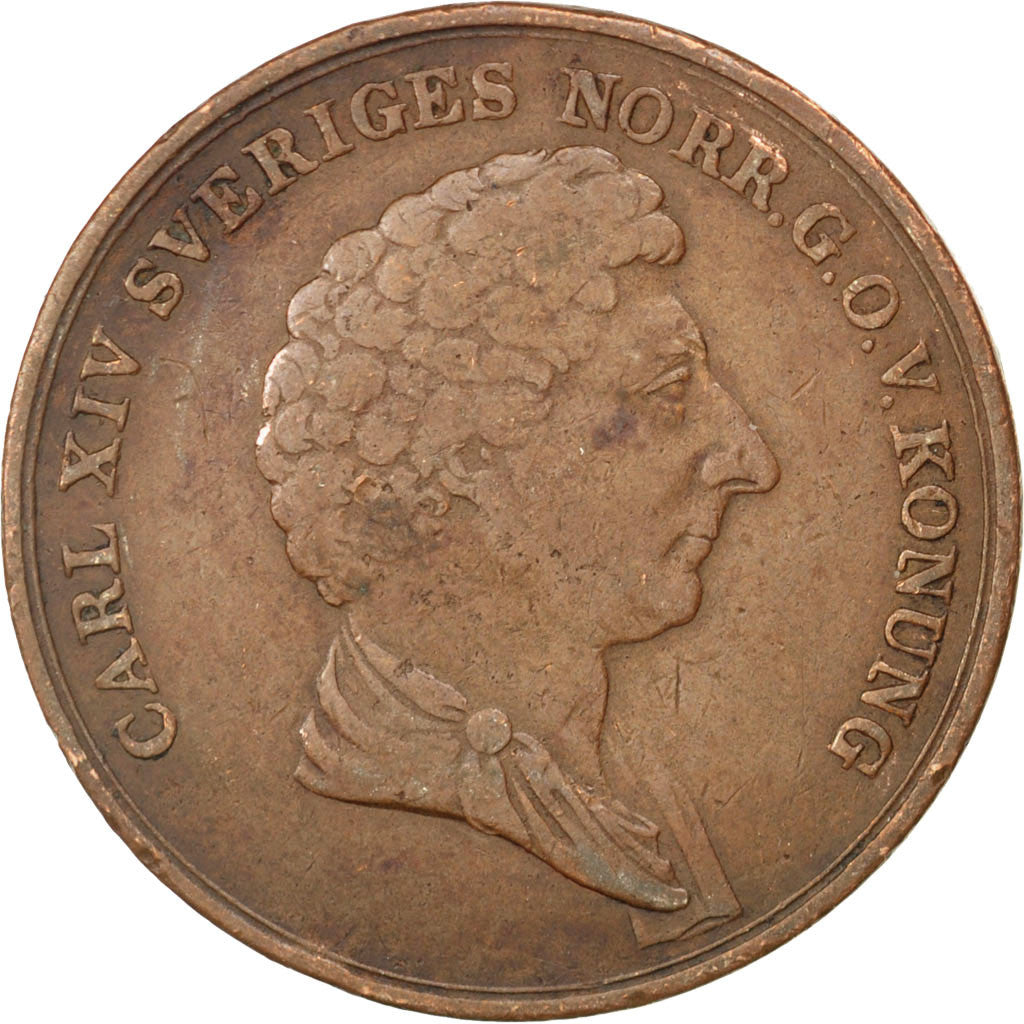 Coin, Sweden, Carl XIV Johan, 2 Skilling, 1836, EF(40-45), Copper, KM:643