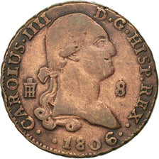Spain, 8 Maravedis, 1806, Ségovie, KM #428, VF(30-35), Copper, 12.97