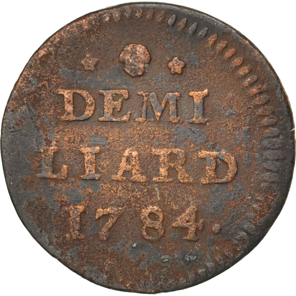 LUXEMBOURG, 1/2 Liard, 1784, Brussels, KM #10, VF(20-25), Copper, 1.50