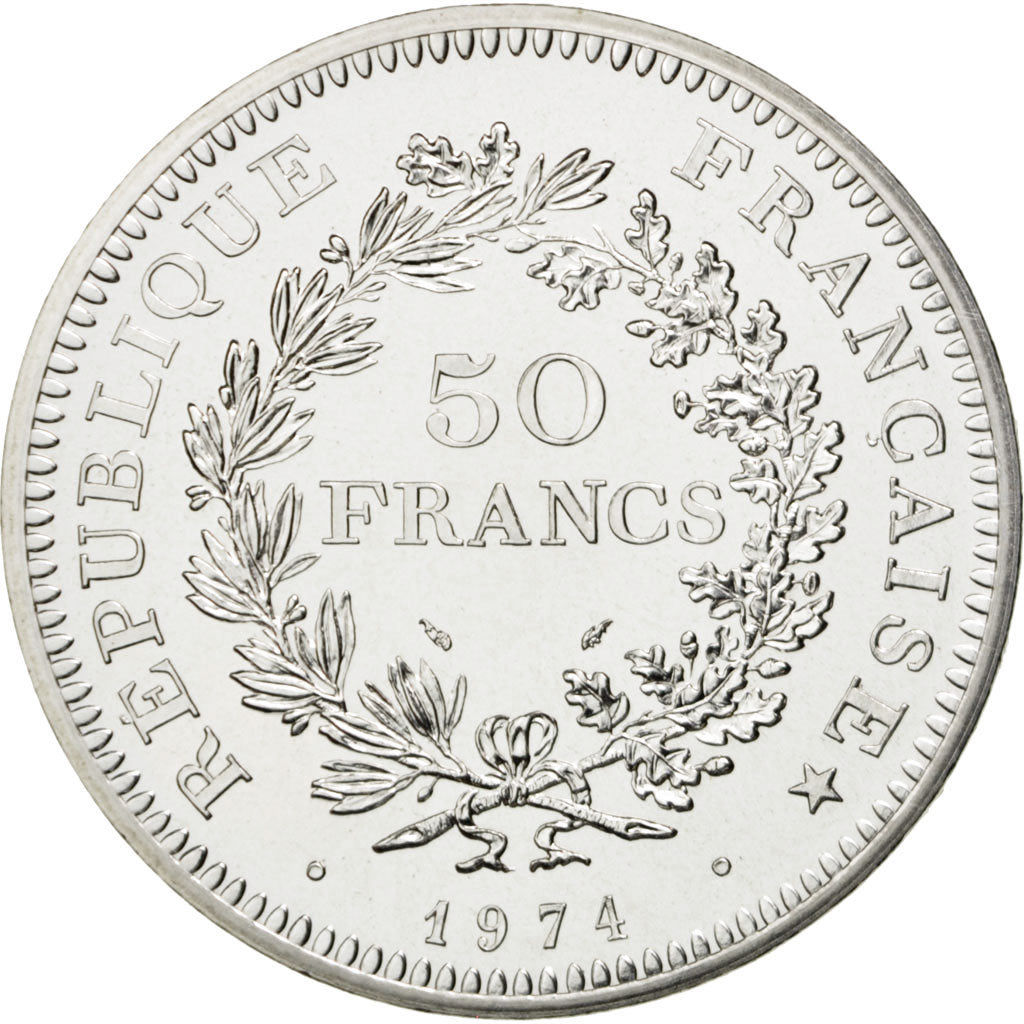 FRANCE, Hercule, 50 Francs, 1974, Paris, KM #941.1, MS(63), Silver, 41, Gadoury.