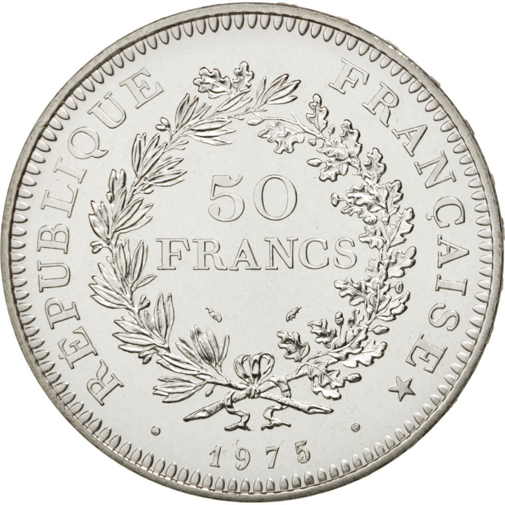 FRANCE, Hercule, 50 Francs, 1975, Paris, KM #941.1, MS(63), Silver, 41, Gadoury.