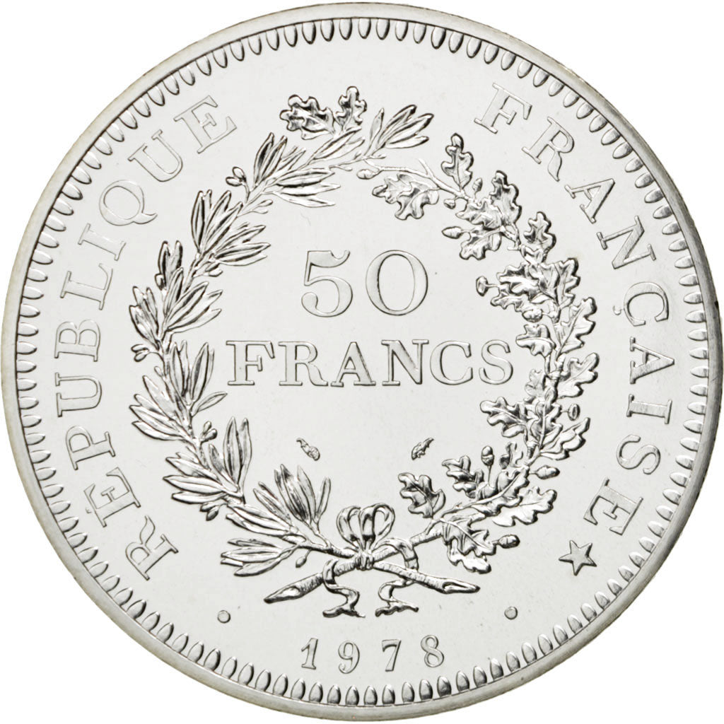 FRANCE, Hercule, 50 Francs, 1978, Paris, KM #941.1, MS(63), Silver, 41, Gadoury.