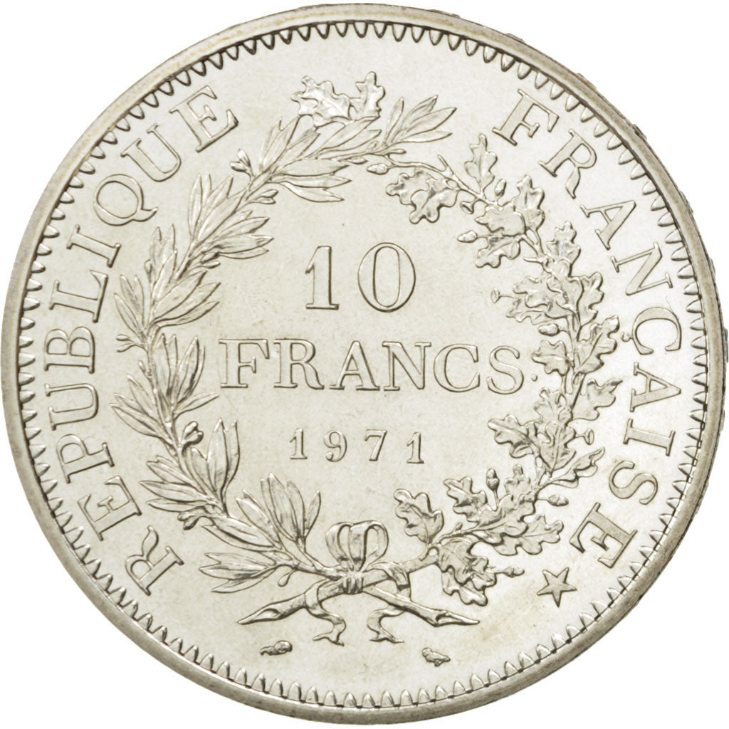 FRANCE, Hercule, 10 Francs, 1971, Paris, KM #932, MS(63), Silver, 37, Gadoury...